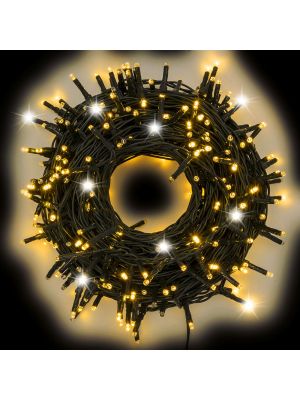 Catena luminosa 18 mt 300 miniled, MultiFlashled Diamond, bianco caldo gold