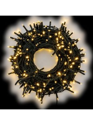 Catena luminosa 18 m 300 led con memory controller timer, bianco caldo