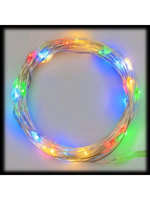 Catena di luci a batteria 10 m, 100 micro led con telecomando IR timer, multicolor