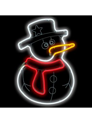 Pupazzo di neve luminoso 36 x H 55 cm, neon bifacciale, 288 led, bianco e rosso