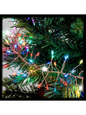 Catena luminosa Cluster 6 m, 1200 microled multiflash RGB, cavo metal copper