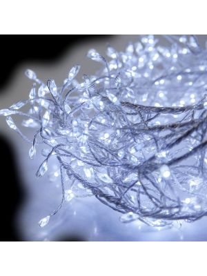 Catena luminosa Cluster 6 m, 720 microled a luce fissa, bianco freddo, cavo metal silver
