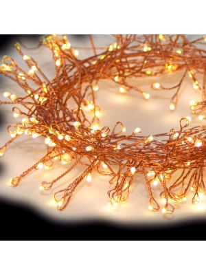 Catena luminosa Cluster 9 m, 1080 microled a luce fissa, bianco traditional, cavo metal copper