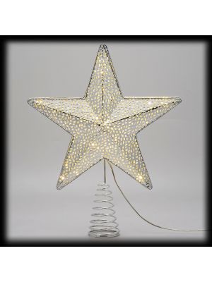 Puntale a Stella argento H 30 cm, 23 microled a luce fissa, bianco classic caldo