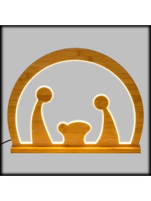 Natività grotta h 42 cm, decorazione Wood Natural, bianco caldo