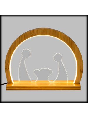 Natività di Gesù in legno e vetro luminosa