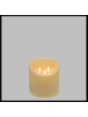 Candela in cera avorio Ø 15 x H 15 cm a batteria effetto fiamma led bianco caldo