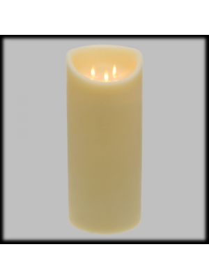 Candela in cera avorio Ø15xH35cm a batteria, effetto fiamma, led bianco caldo
