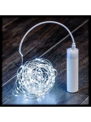 Catena luminosa a batteria 100 microled 9.9 m, giochi di luce bianco ghiaccio