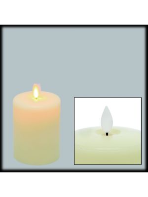 Candela in cera avorio Ø7,5xH10cm a batteria, effetto fiamma, led bianco caldo