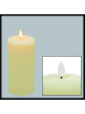 Candela in cera avorio Ø7,5xH15cm a batteria, effetto fiamma, led bianco caldo
