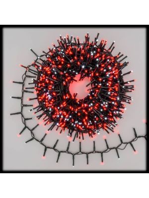 Catena 20 m cavo verde 1000 miniled con gioco di luce rosso e bianco da esterno