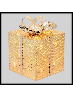 Pacco regalo H16.5cm 20 led a luce fissa|Batteria timer. Bianco caldo