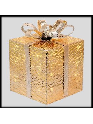Pacco regalo H25cm 40 led a luce fissa|Batteria timer. Bianco caldo