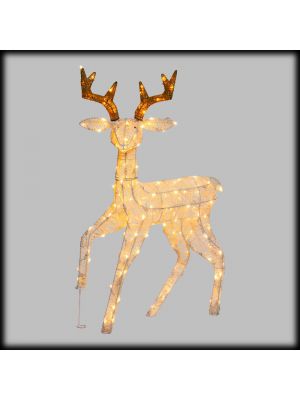 Renna natalizia bicolore h 85 cm, 160 led luce fissa, bianco tradizionale