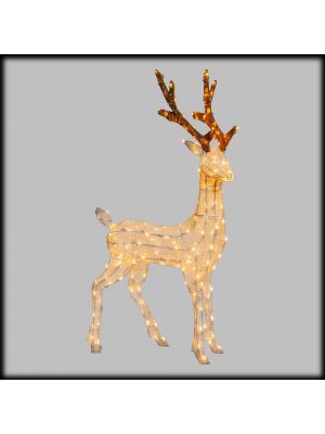 Renna natalizia bicolore h105cm, 200 led luce fissa, bianco tradizionale