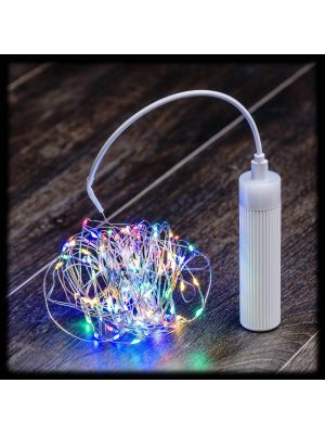 Catena luminosa a batteria 100 microled 9.9 m, giochi di luce multicolor