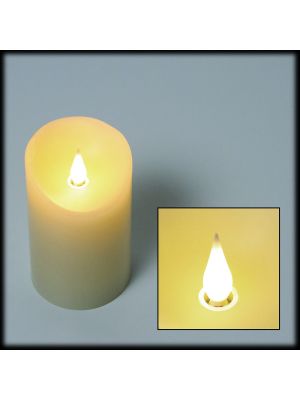 Candela in cera avorio Ø7,5xH12,5cm a batteria, led bianco caldo, effetto fiamma in movimento