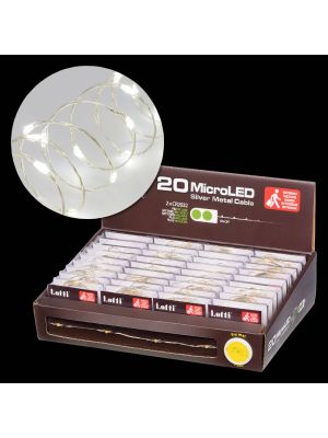 Kit 36 Catene luminose a batteria, 20 microled, 1.9 m, luce fissa, bianco ghiaccio