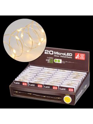 Kit 36 Catene luminose a batteria, 20 microled, 1.9 m, luce fissa, bianco caldo