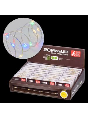 Kit 36 Catene luminose a batteria, 20 microled, 1.9 m, luce fissa, multicolor