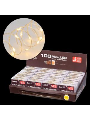Kit 36 Catene luminose a batteria, 100 microled, 9.9 m, luce fissa, bianco caldo