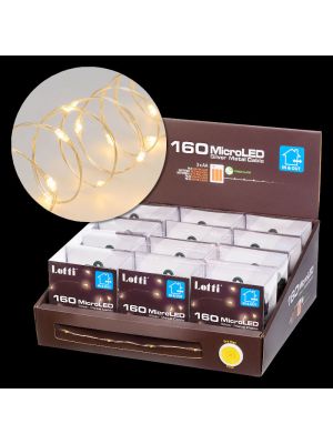 Kit 12 Catene luminose a batteria, 160 microled, 15,9 m, bianco caldo