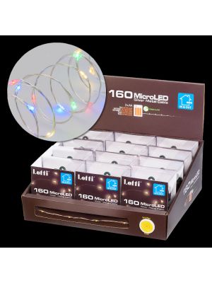 Kit 12 Catene luminose a batteria, 160 microled, 15,9 m, multicolor