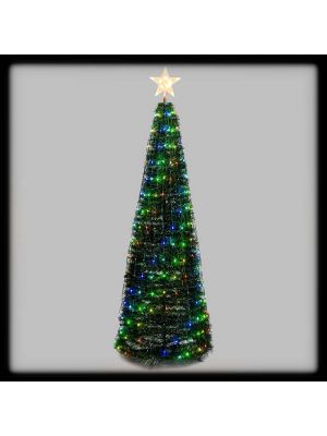 Albero conico 380 gocce di luce pixel led, H210 cm, multicolor