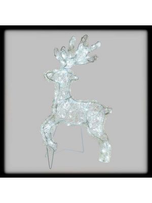 Renna galoppante luminosa H60 cm, 120 led ø5mm, luce fissa bianco ghiaccio