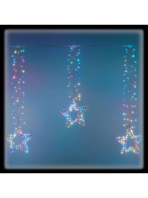 Tenda di luci decorata con stelle H80cm multiflash RGB