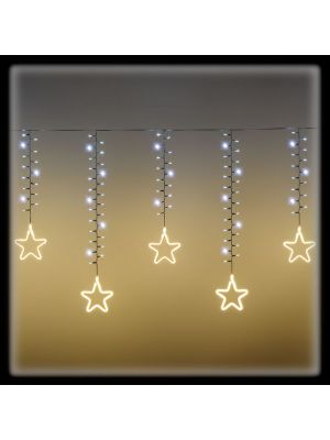 Tenda di luci decorata con stelle H70 cm, 936 led bianco caldo