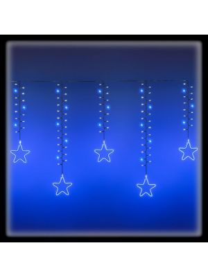 Tenda di luci decorata con stelle H70 cm 936 led bianco ghiaccio e blu