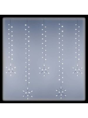 Tenda di luci decorata con cristalli di neve H105 cm, 600 led bianco ghiaccio