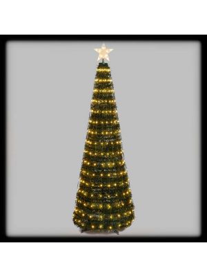 Albero conico 380 gocce di luce pixel led, H210CM, bianco classic e ghiaccio