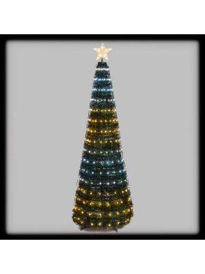 Albero conico 304 gocce di luce pixel led, H180CM, bianco classic e ghiaccio