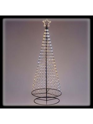 Albero conico H280cm con 550 gocce di luce bianco ghiaccio e bianco classic