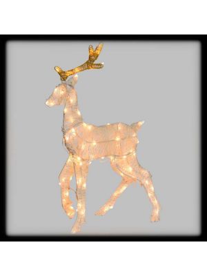 Renna natalizia bicolore h 70 cm, 83 led luce fissa, bianco tradizionale