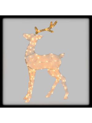 Renna natalizia h 100 cm, 120 led luce fissa, bianco tradizionale