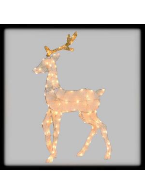 Renna natalizia bicolore h 100 cm, 120 led luce fissa, bianco tradizionale