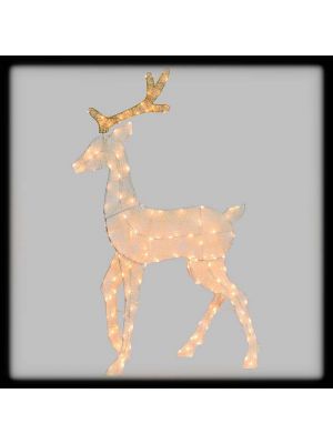 Renna natalizia bidimensionale h 140 cm, 170 led luce fissa, bianco tradizionale