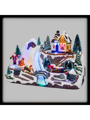 Villaggio natalizio con illuminazione a fibre ottiche H19 cm