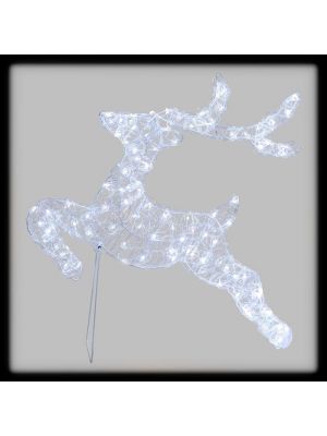 Renna natalizia H65cm, 100 gecce led bianco ghiaccio, luce fissa