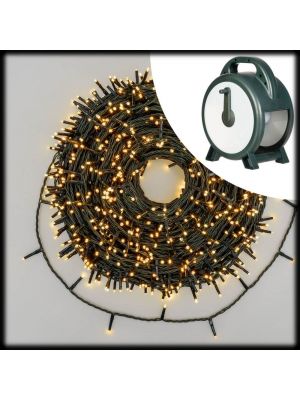 Catena luminosa 72 m 1200 miniled, con memory controller e timer, bianco caldo