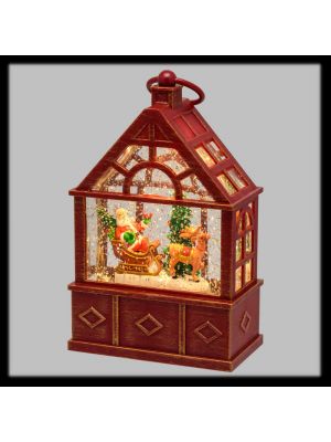 Decorazione con Babbo Natale su slitta con renna