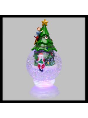 Sfera con Babbo Natale ed albero