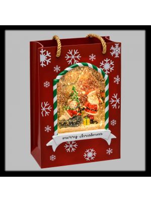 Borsa shopper con Babbo Natale epupazzo su slittino