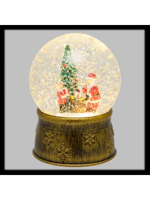 Sfera di vetro con albero e Babbo Natale