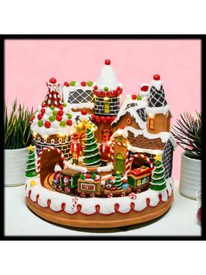 Villaggio|Candy Village con trenino rotante e musiche natalizie h 25cm