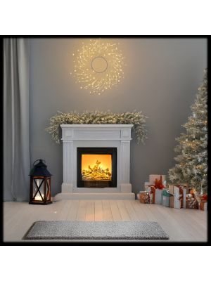 Corona decorativa luminosa in rami di tiglio bianco Ø60 cm con 260 microled – luce bianco caldo